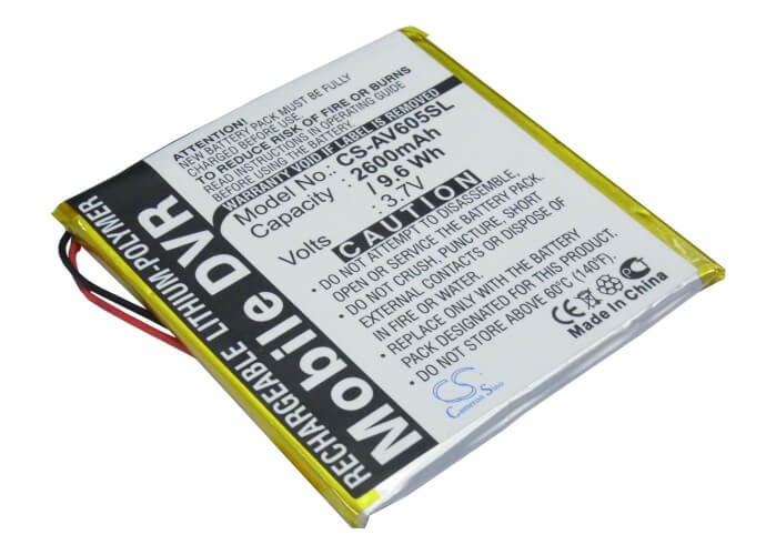3.7V, 2600mAh, Li-Polymer Battery fits Archos, Av605 20gb, Av605 40gb, 9.62Wh