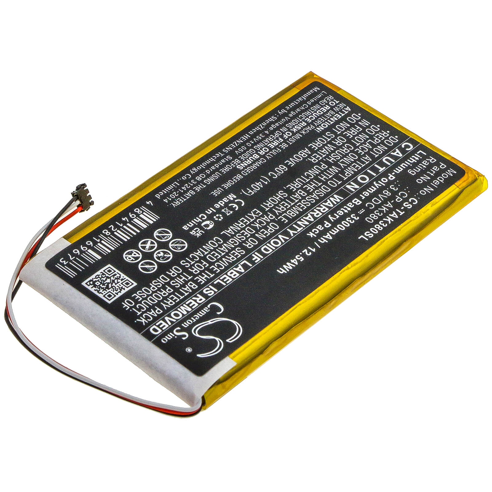 3.8V, 3300mAh, Li-Polymer Battery fits Astell & Kern, Ak300, Ak380, 12.54Wh