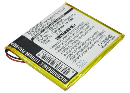 3.7V, 2500mAh, Li-Polymer Battery fits Archos, Av605 120gb, Av605 160gb, 9.25Wh