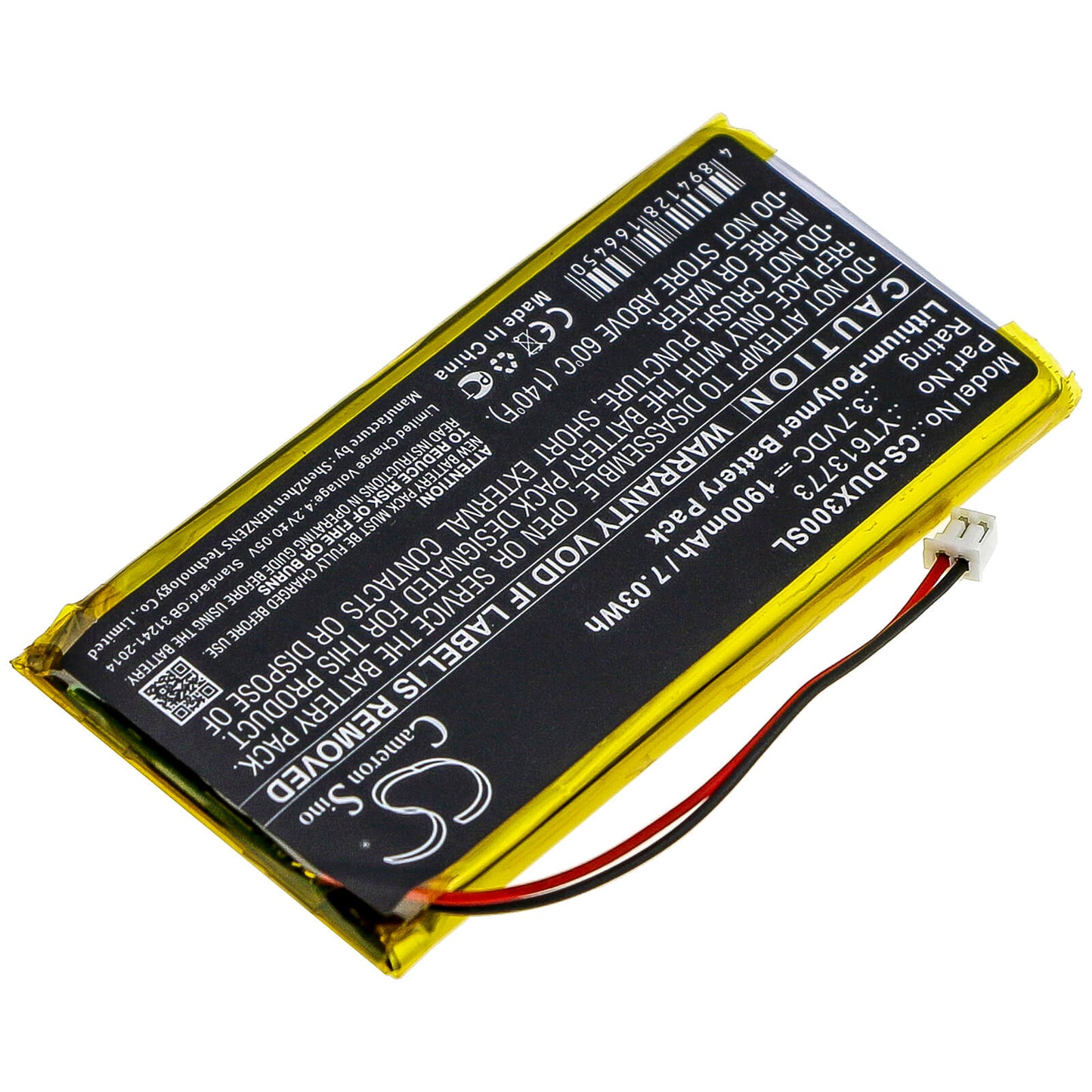 3.7V, 1900mAh, Li-Polymer Battery fits Xduoo, X3, 7.03Wh