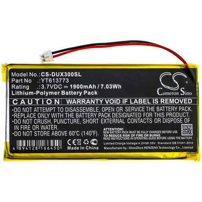 3.7V, 1900mAh, Li-Polymer Battery fits Xduoo, X3, 7.03Wh