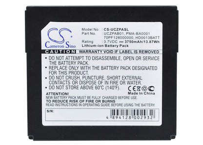 3.7V, 3750mAh, Li-Polymer Battery fits Creative, Zen Protable Media Center, 13.875Wh