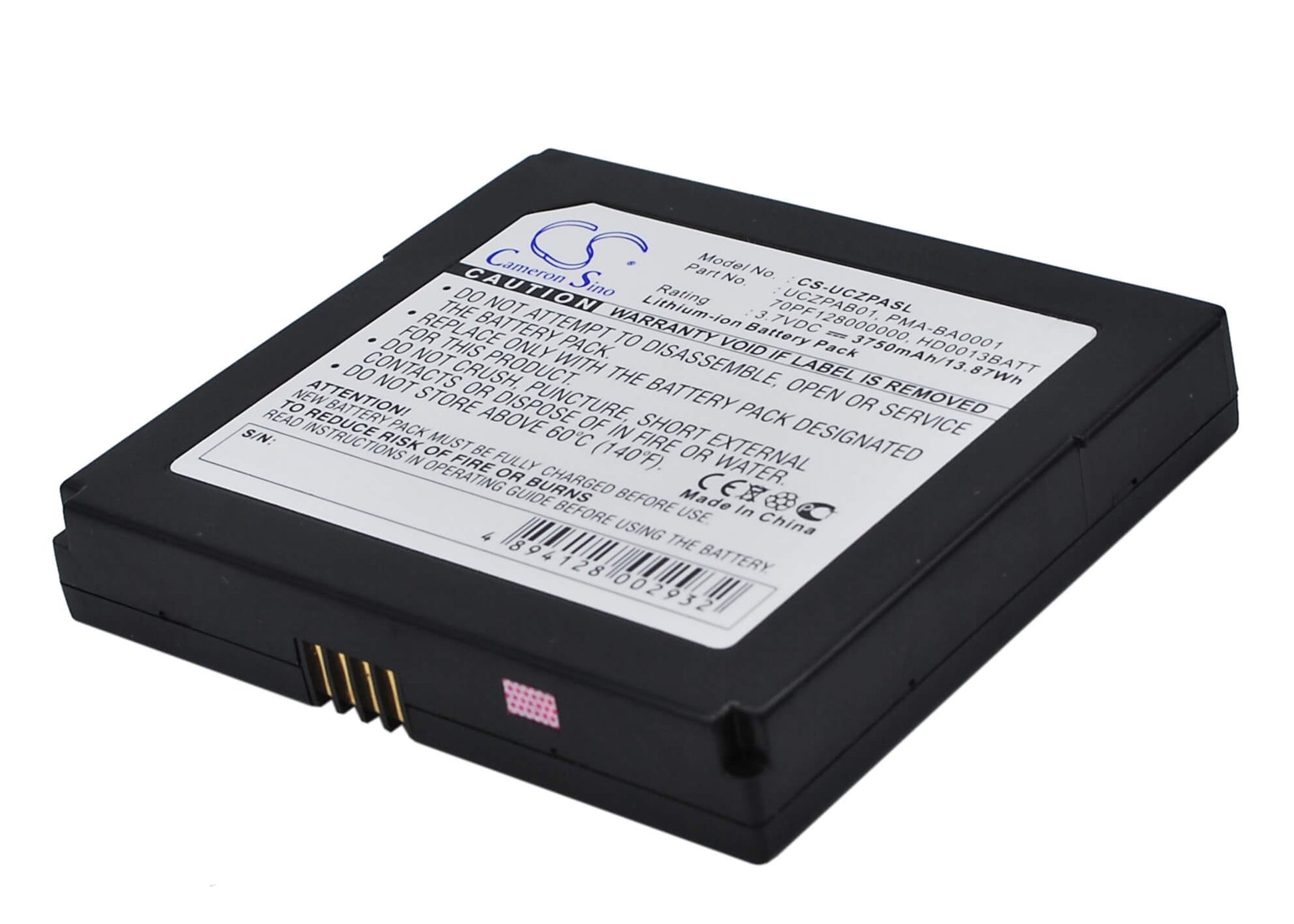 3.7V, 3750mAh, Li-Polymer Battery fits Creative, Zen Protable Media Center, 13.875Wh