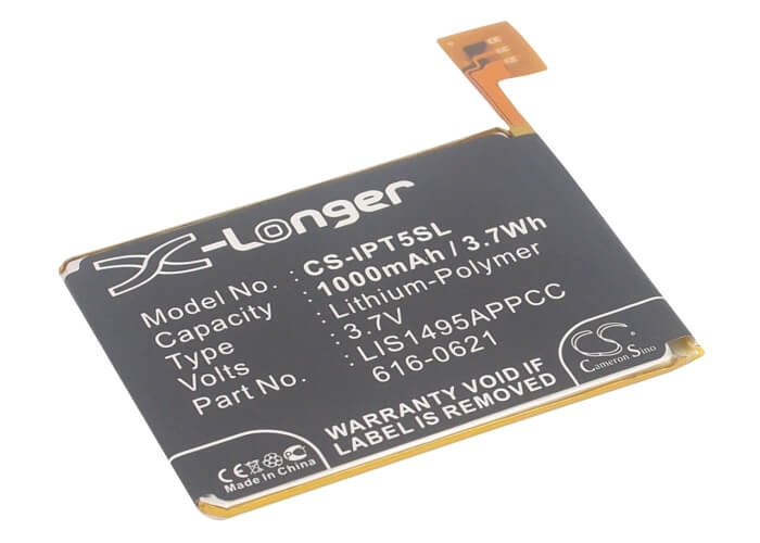 3.7V, 1000mAh, Li-Polymer Battery fits Apple, Ipod Touch 5, Ipod Touch 5th Generation, 3.7Wh