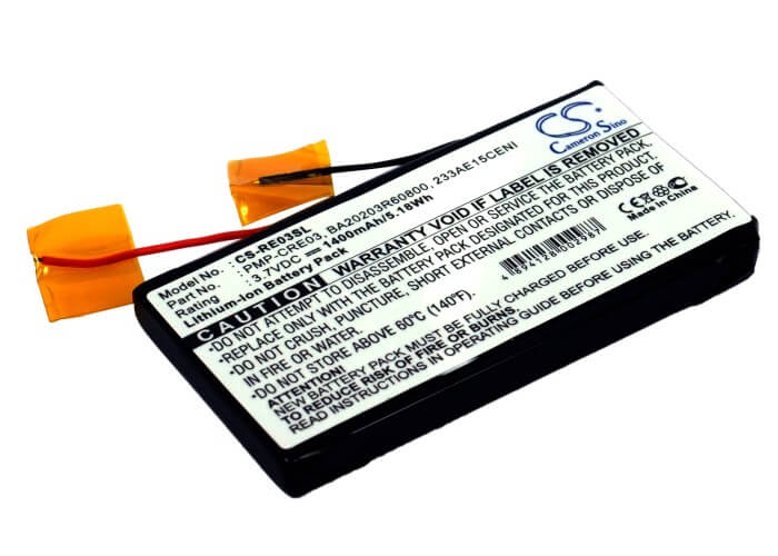 3.7V, 1400mAh, Li-ion Battery fits Creative, Dap-hdd004, Labs Nomad Jukebox Zen, 5.18Wh
