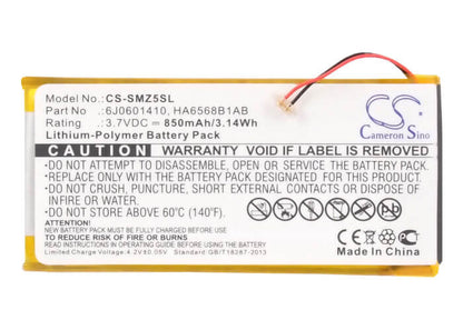 3.7V, 850mAh, Li-Polymer Battery fits Samsung, Sec-yp5z, Yp-z5a, 3.145Wh