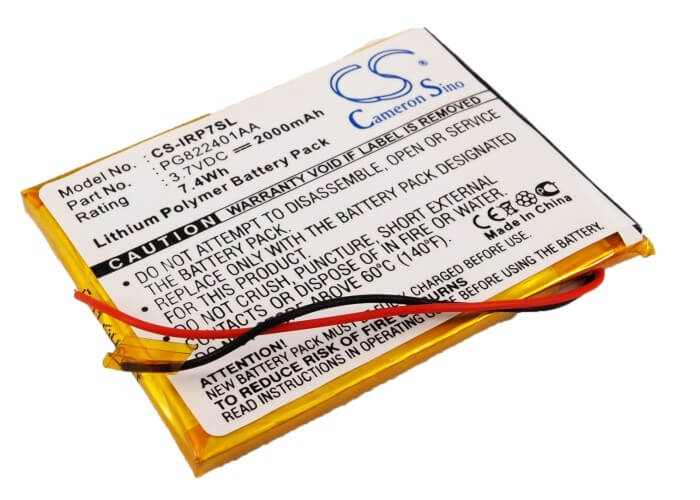 3.7V, 2000mAh, Li-Polymer Battery fits Iriver, 1p0708sil 8gb, 1p0716sil 16gb, 7.4Wh