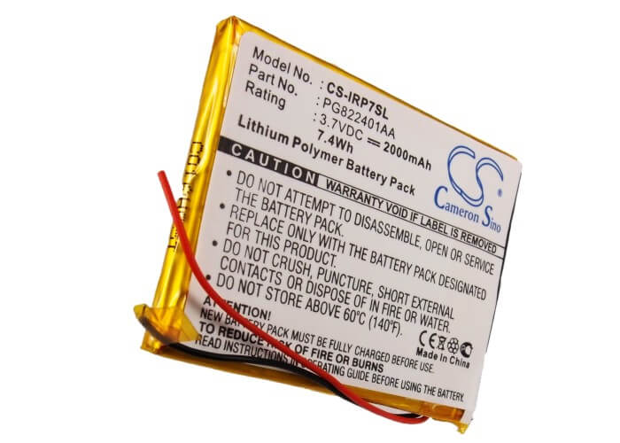 3.7V, 2000mAh, Li-Polymer Battery fits Iriver, 1p0708sil 8gb, 1p0716sil 16gb, 7.4Wh