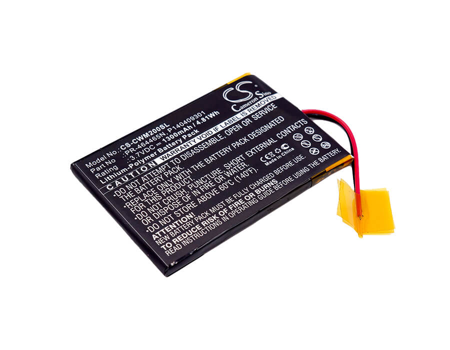 3.7V, 1300mAh, Li-Polymer Battery fits Cowon, M2, M2 16g, 4.81Wh