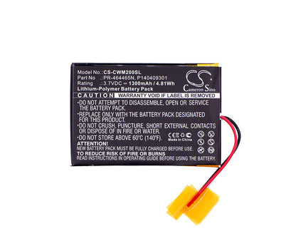 3.7V, 1300mAh, Li-Polymer Battery fits Cowon, M2, M2 16g, 4.81Wh