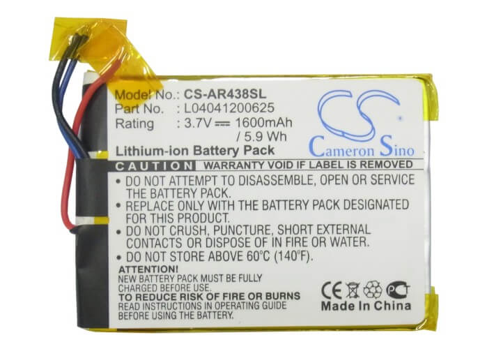 3.7V, 1600mAh, Li-Polymer Battery fits Archos, 43 Internet Tablet, 8300, 5.92Wh