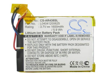 3.7V, 1600mAh, Li-Polymer Battery fits Archos, 43 Internet Tablet, 8300, 5.92Wh