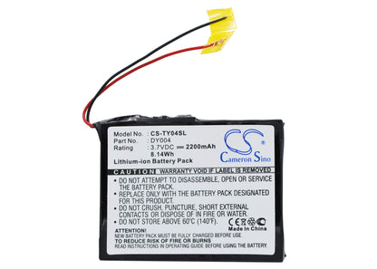 3.7V, 2200mAh, Li-ion Battery fits Rio, Karma 20gb, 8.14Wh
