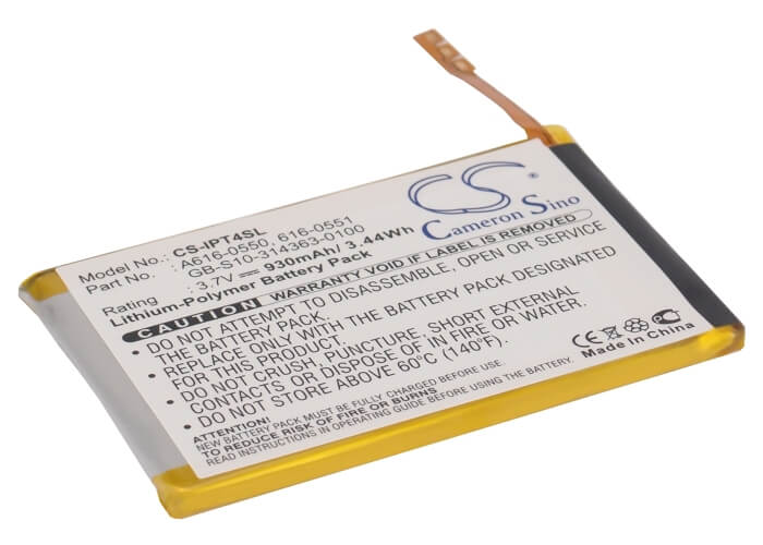 3.7V, 930mAh, Li-Polymer Battery fits Apple, Ipod Touch 4th, 3.441Wh