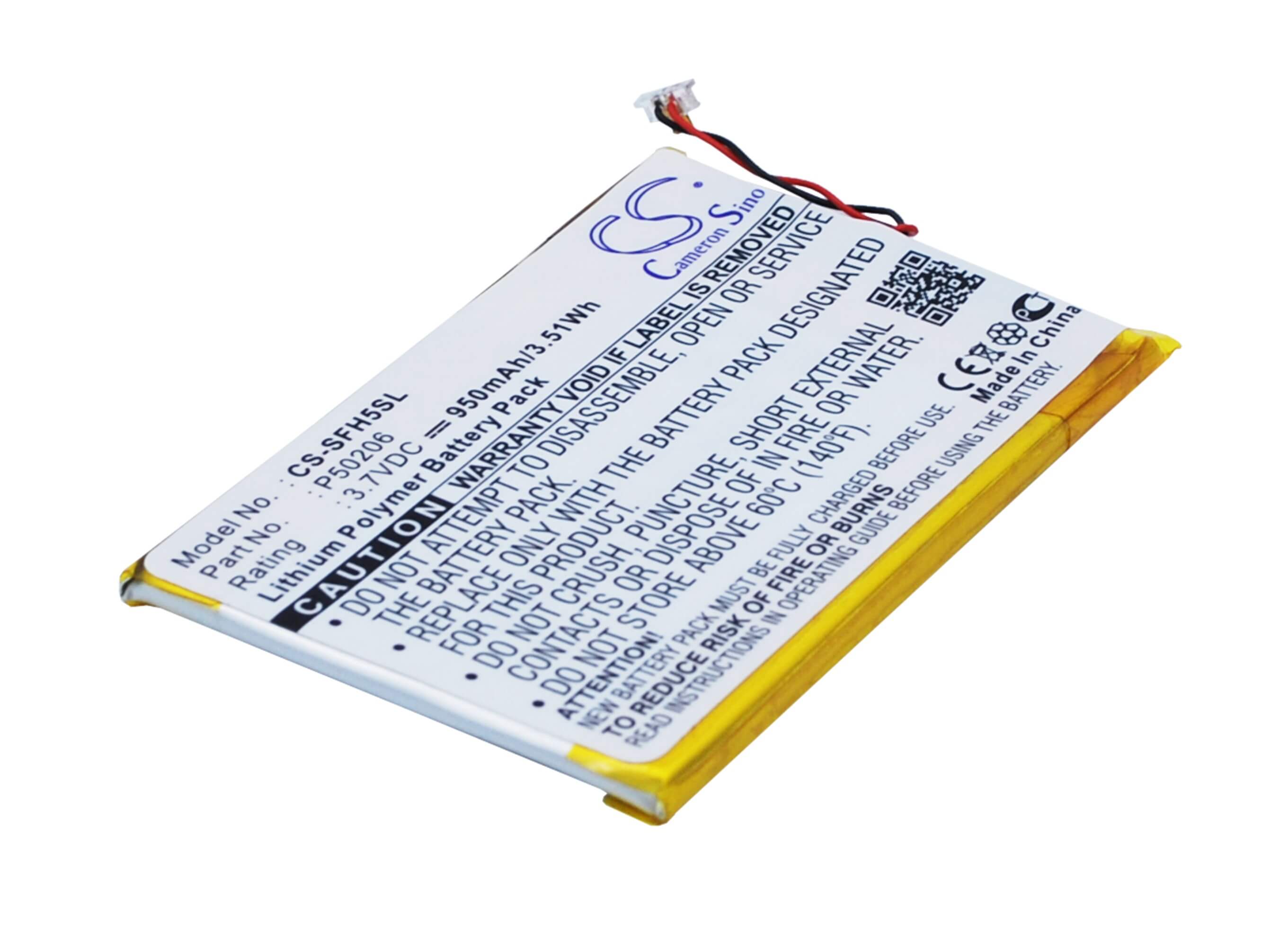3.7V, 950mAh, Li-Polymer Battery fits Jnc, Ssf-h5, 3.515Wh