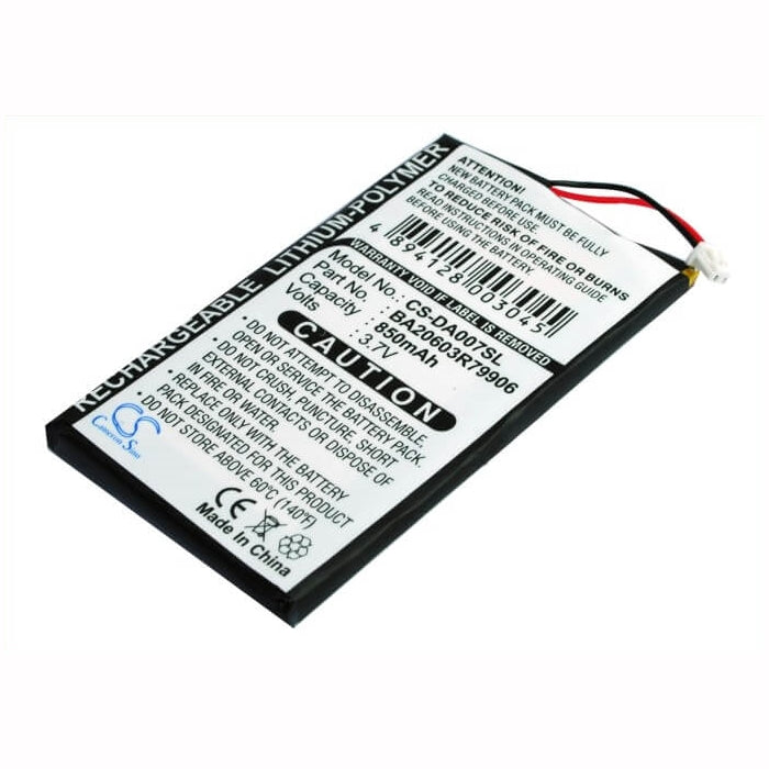 3.7V, 850mAh, Li-Polymer Battery fits Creative, Zen Neeon, Zen Neeon 2, 3.145Wh