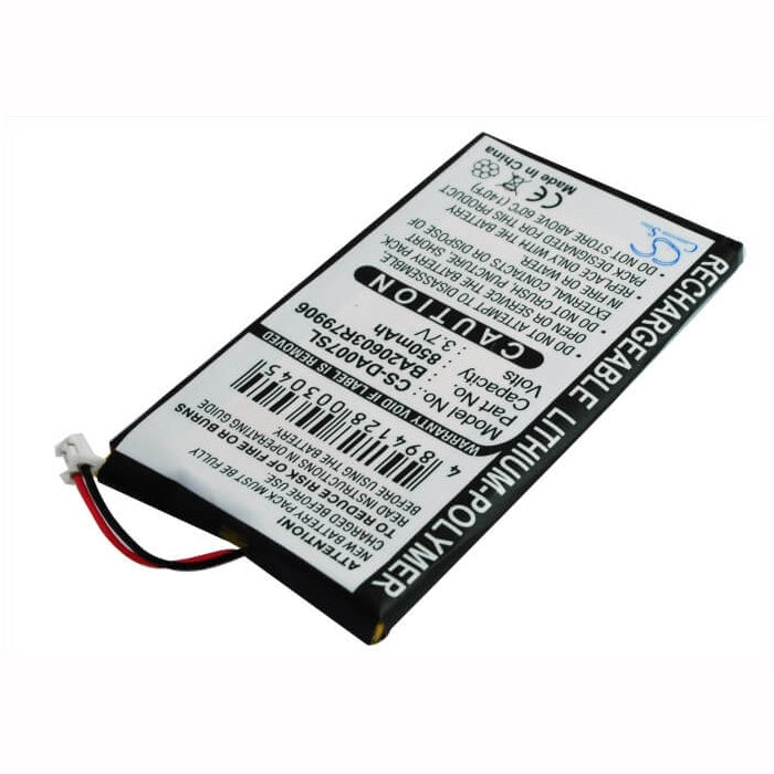 3.7V, 850mAh, Li-Polymer Battery fits Creative, Zen Neeon, Zen Neeon 2, 3.145Wh