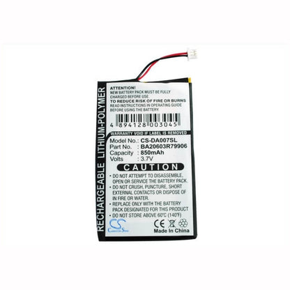 3.7V, 850mAh, Li-Polymer Battery fits Creative, Zen Neeon, Zen Neeon 2, 3.145Wh