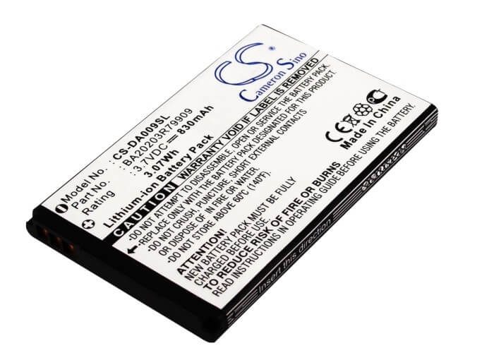 3.7V, 830mAh, Li-ion Battery fits Creative, Zen Micro Photo, 3.071Wh