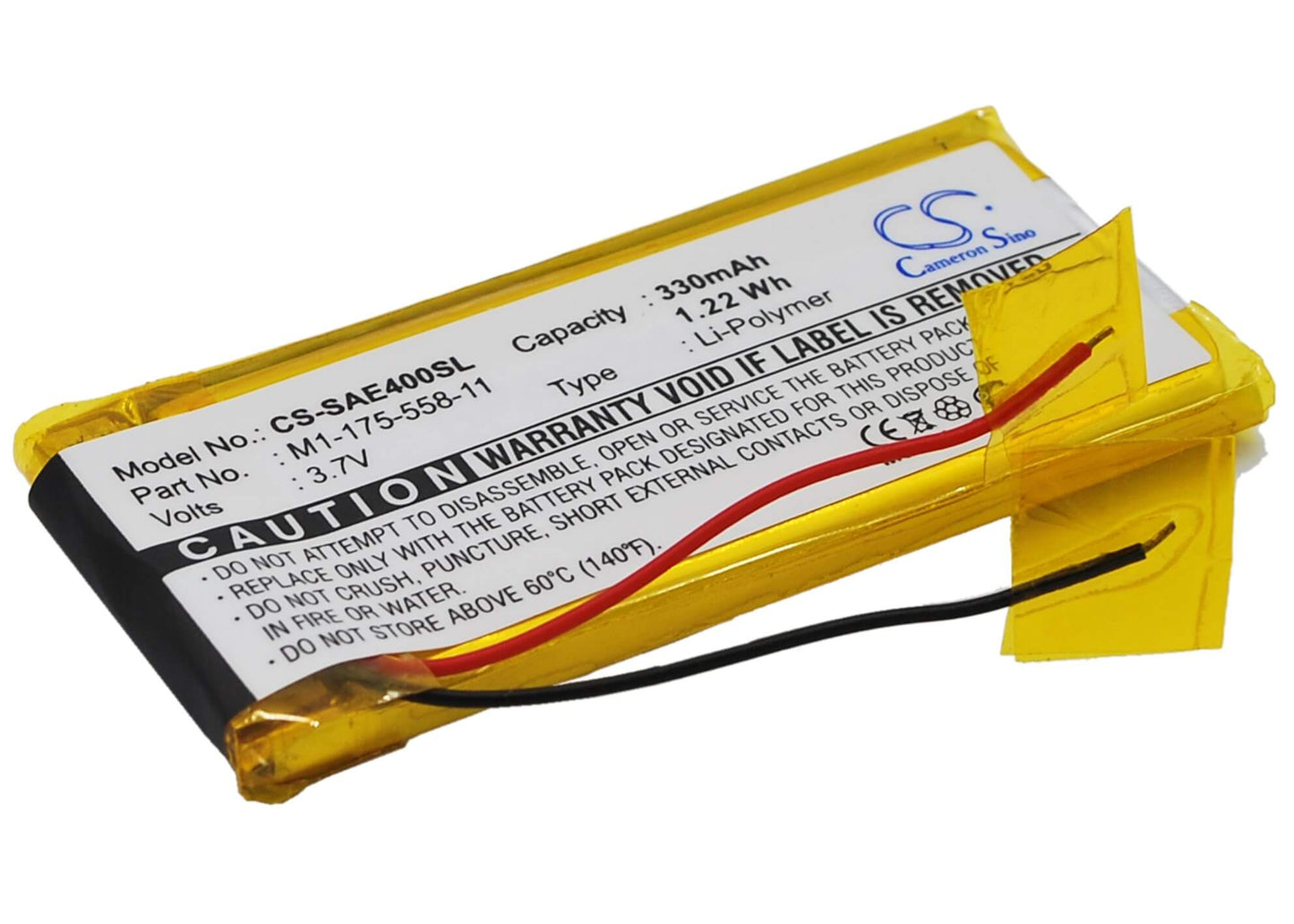 3.7V, 330mAh, Li-Polymer Battery fits Sony, Nw-e403, Nw-e405, 1.221Wh