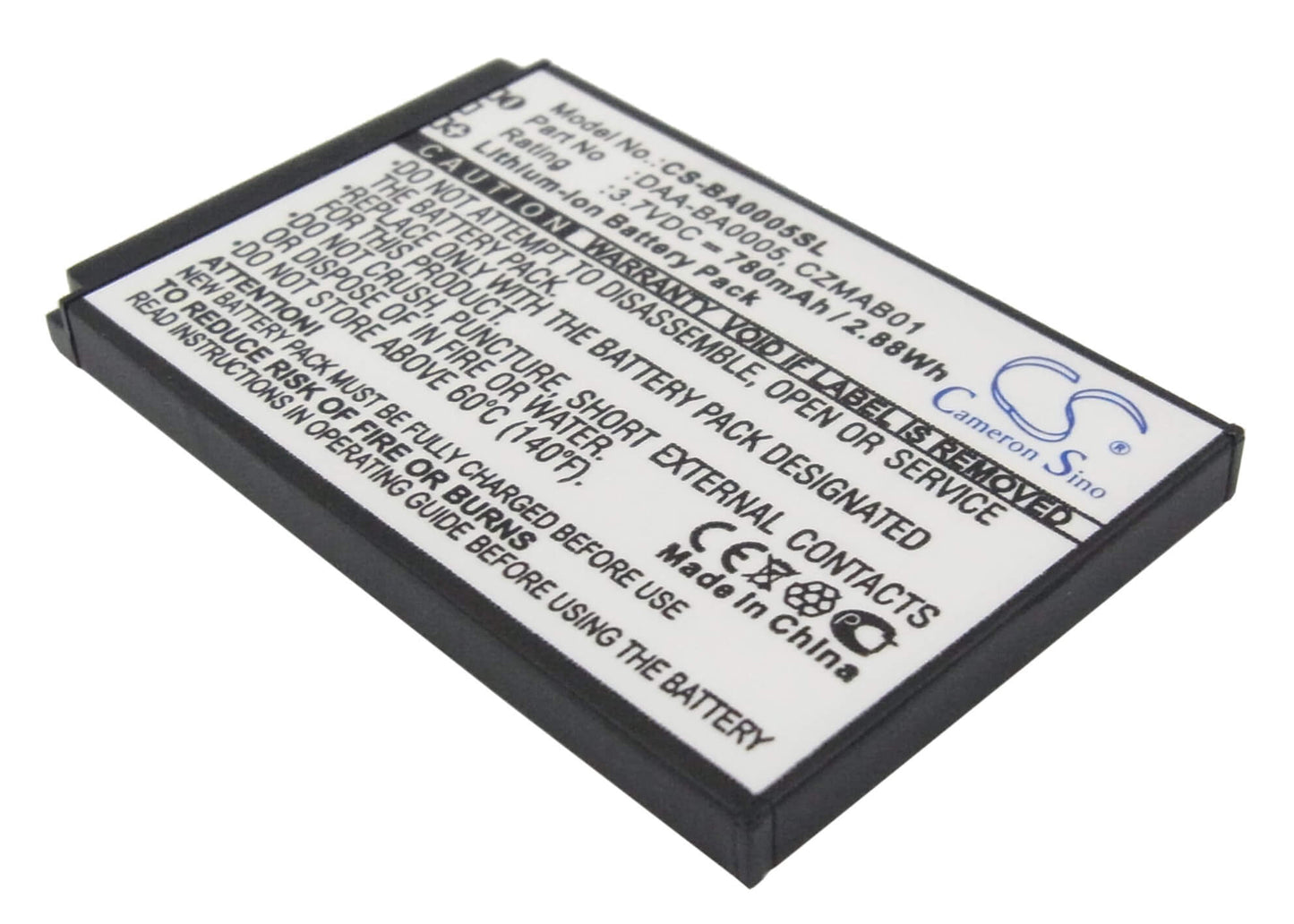 3.7V, 780mAh, Li-ion Battery fits Creative, Zen Micro, Zen Micro 4gb, 2.886Wh