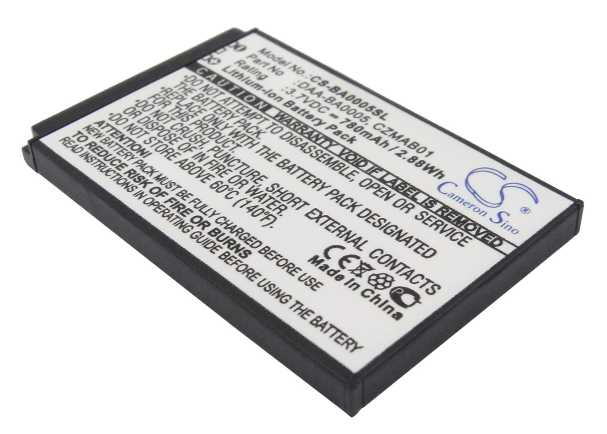 3.7V, 780mAh, Li-ion Battery fits Creative, Zen Micro, Zen Micro 4gb, 2.886Wh