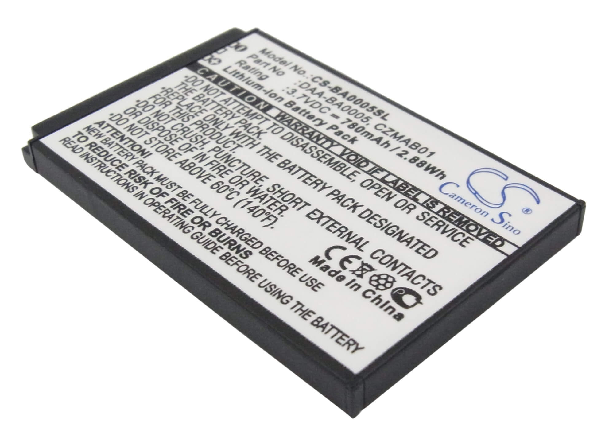 3.7V, 780mAh, Li-ion Battery fits Creative, Zen Micro, Zen Micro 4gb, 2.886Wh