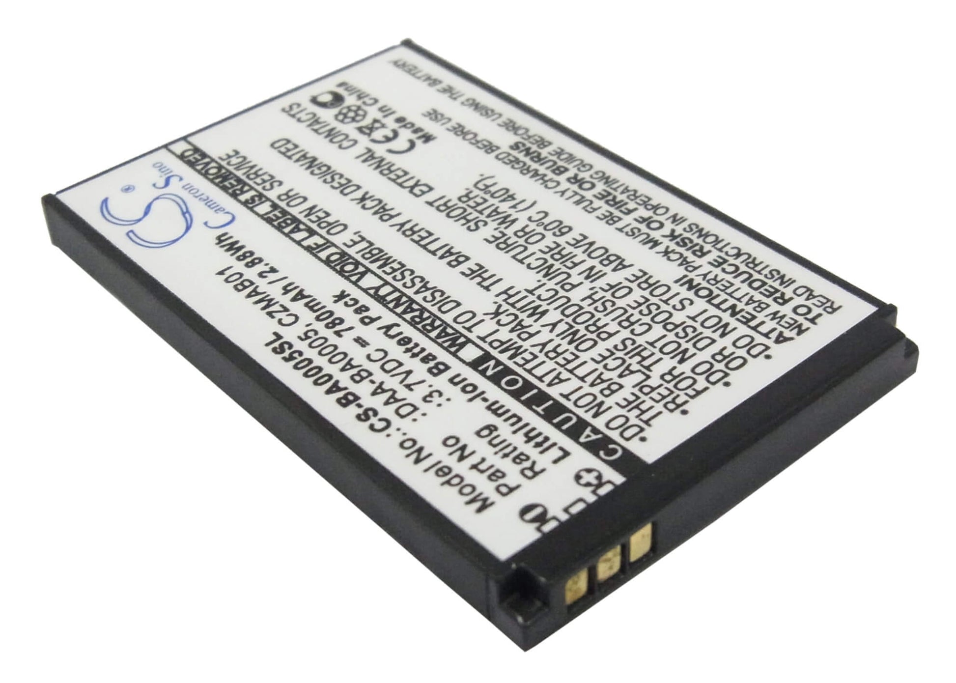 3.7V, 780mAh, Li-ion Battery fits Creative, Zen Micro, Zen Micro 4gb, 2.886Wh