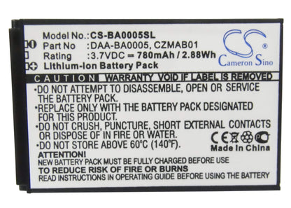 3.7V, 780mAh, Li-ion Battery fits Creative, Zen Micro, Zen Micro 4gb, 2.886Wh