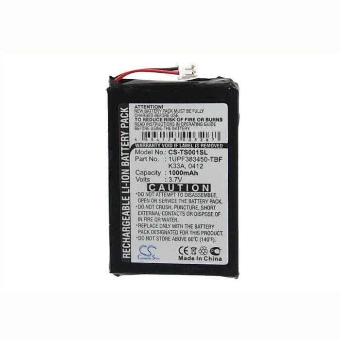 3.7V, 1000mAh, Li-ion Battery fits Toshiba, Gigabeat Mes30v, Gigabeat Mes30vw, 3.7Wh