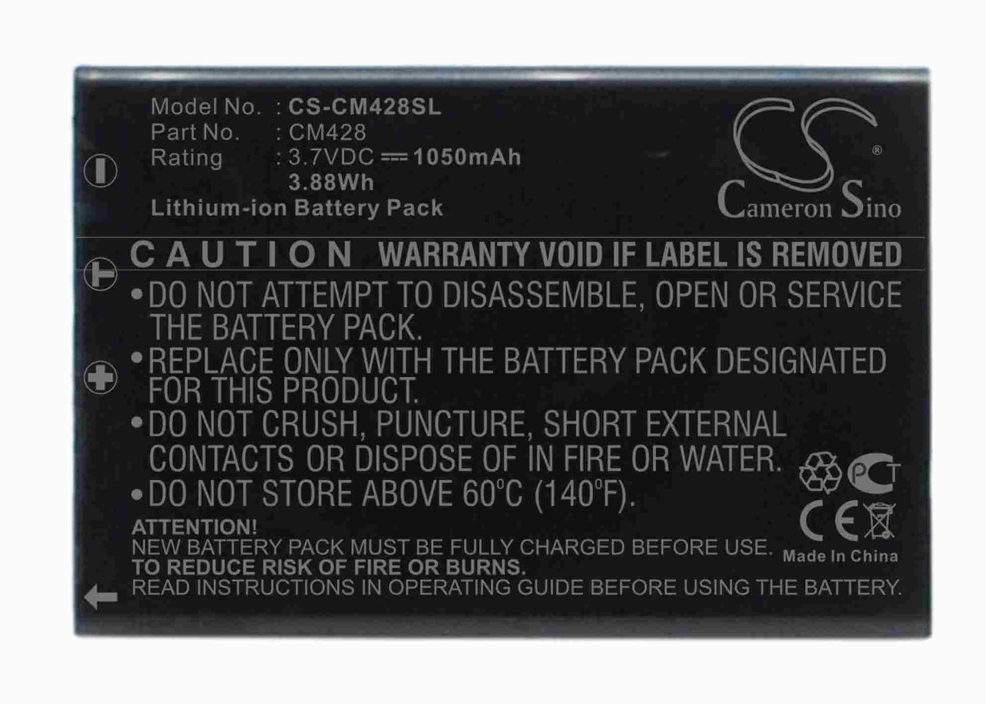3.7V, 1050mAh, Li-ion Battery fits Creative, Divi Cam 428 Portable Mp3 Play, 3.885Wh