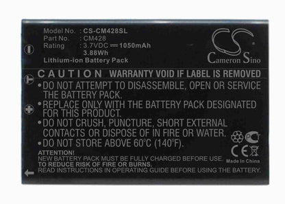 3.7V, 1050mAh, Li-ion Battery fits Creative, Divi Cam 428 Portable Mp3 Play, 3.885Wh
