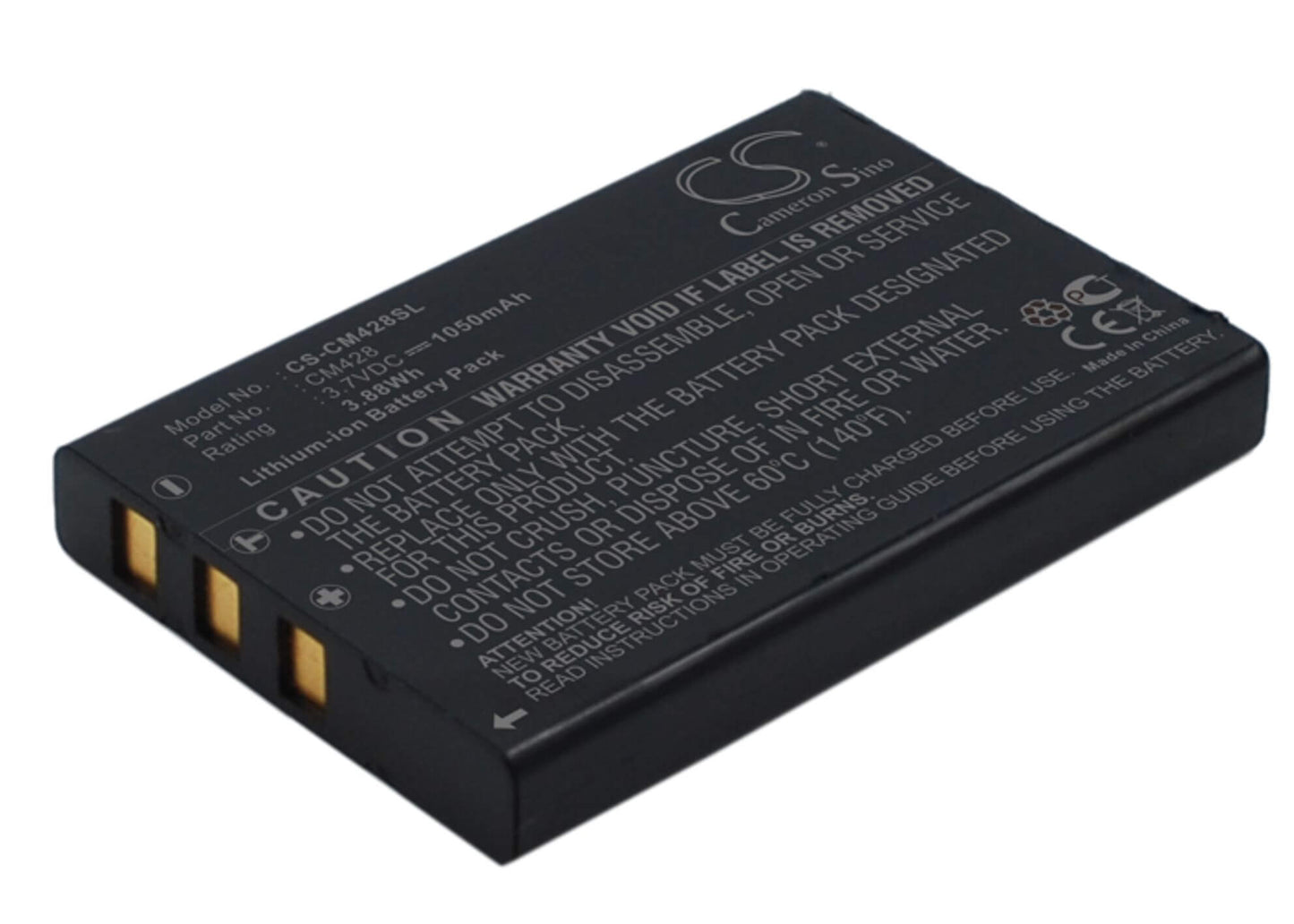3.7V, 1050mAh, Li-ion Battery fits Creative, Divi Cam 428 Portable Mp3 Play, 3.885Wh