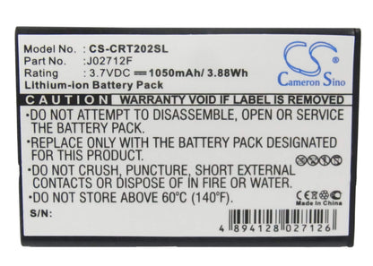 3.7V, 1050mAh, Li-ion Battery fits Creative, Vado Hd, 3.885Wh