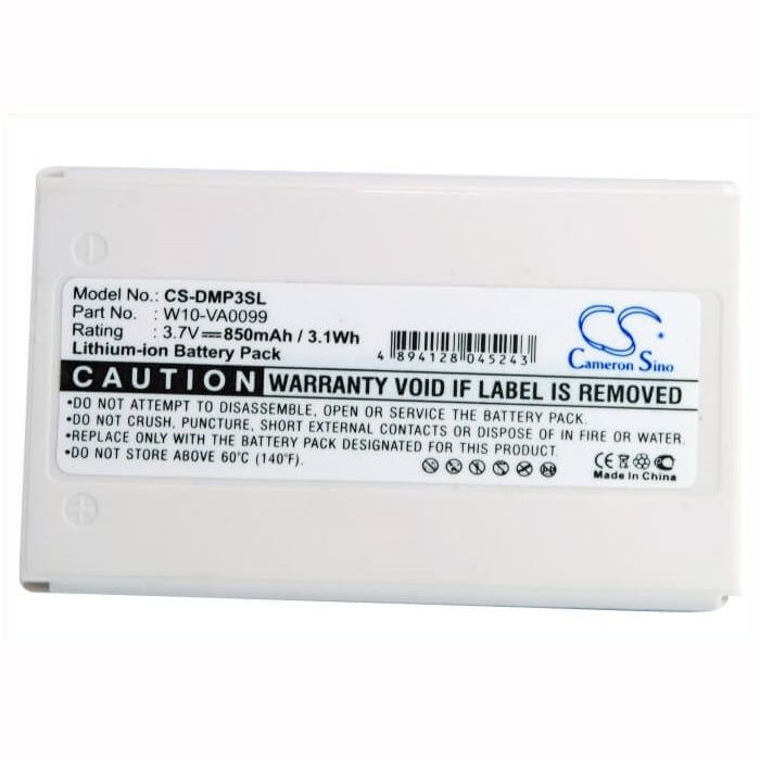 3.7V, 850mAh, Li-ion Battery fits Minon, Dmp-3, 3.145Wh