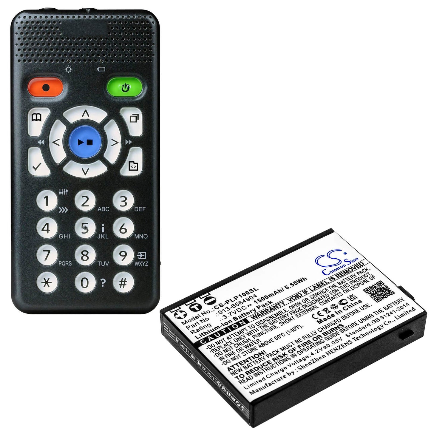 3.7V, 1500mAh, Li-ion Battery fits Plextalk, Pocket Daisy Player Ptp1, Ptp1, 5.55Wh