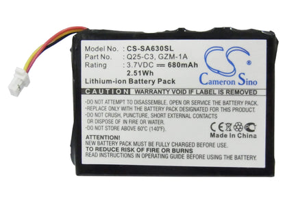 3.7V, 680mAh, Li-ion Battery fits Philips, Gogear Hdd6330 30gb, 2.516Wh