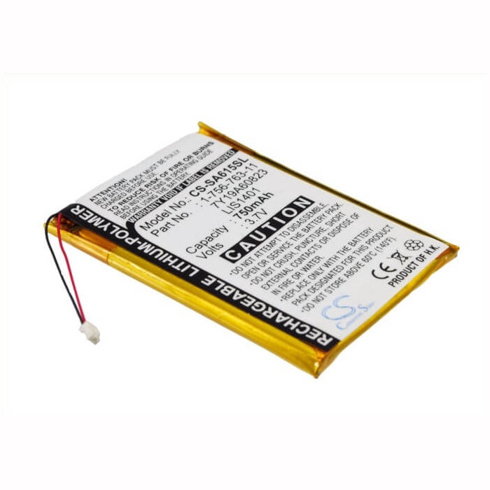 3.7V, 750mAh, Li-Polymer Battery fits Sony, Nw-s710, Nwz-s600, 2.775Wh