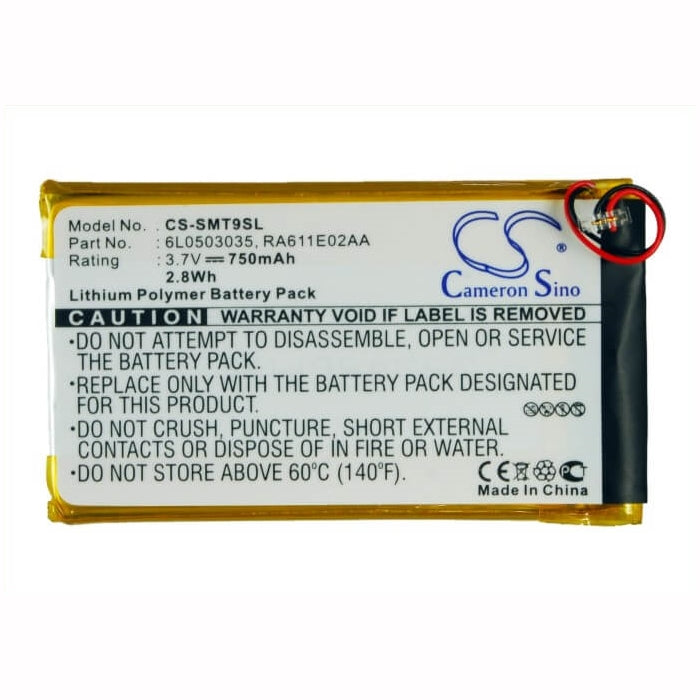 3.7V, 750mAh, Li-Polymer Battery fits Samsung, Yp-t9, Yp-t9+, 2.775Wh