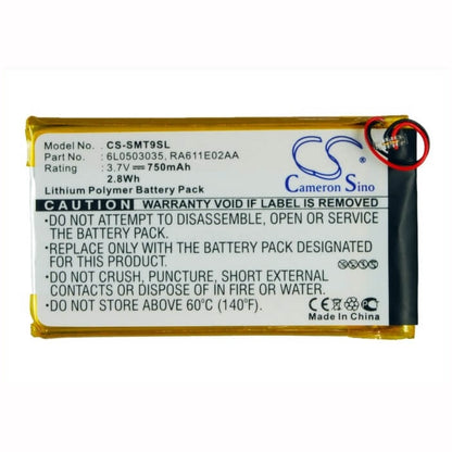3.7V, 750mAh, Li-Polymer Battery fits Samsung, Yp-t9, Yp-t9+, 2.775Wh