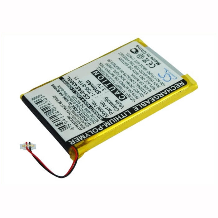 3.7V, 570mAh, Li-Polymer Battery fits Sony, Nw-e435, Nw-e435f, 2.109Wh