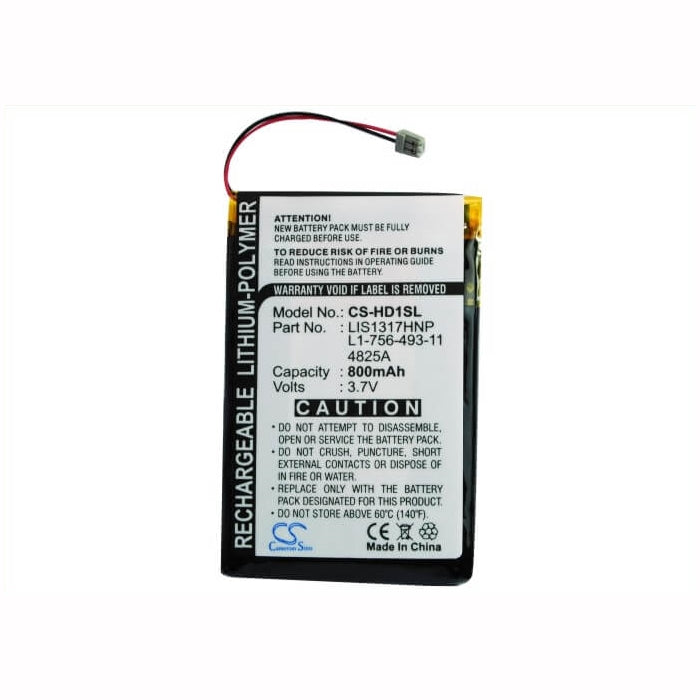 3.7V, 800mAh, Li-Polymer Battery fits Sony, Nw-hd1 Mp3 Player, 2.96Wh