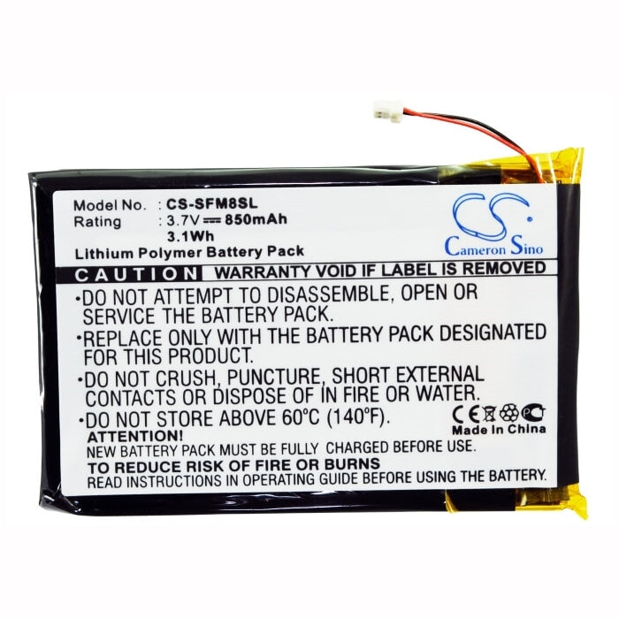 3.7V, 850mAh, Li-Polymer Battery fits Jnc, Ssf-m805, Ssf-m810, 3.145Wh