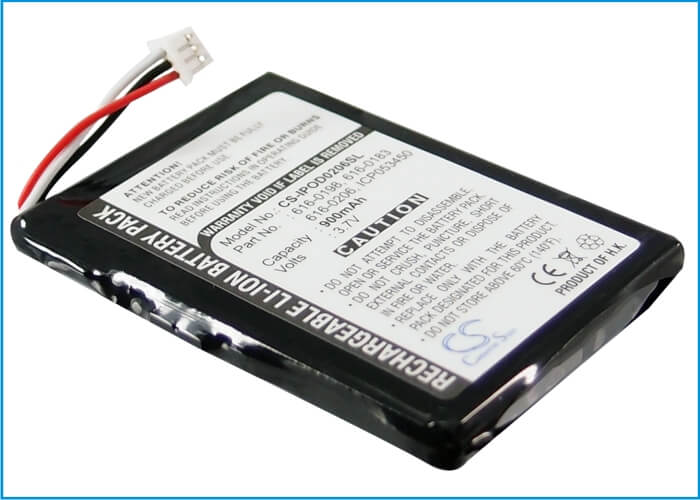 3.7V, 900mAh, Li-ion Battery fits Apple, Ipod Photo, Ipod U2 20gb Color Display Ma1, 3.33Wh