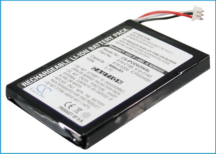 3.7V, 900mAh, Li-ion Battery fits Apple, Ipod Photo, Ipod U2 20gb Color Display Ma1, 3.33Wh