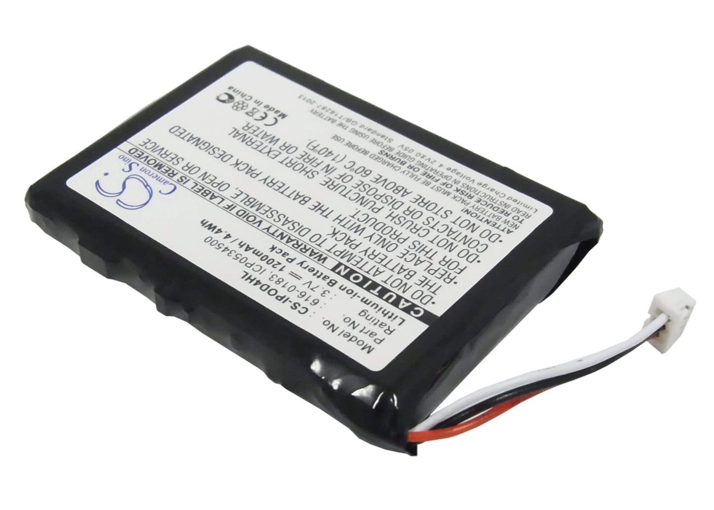 3.7V, 1200mAh, Li-ion Battery fits Apple, Ipod 4th Generatio, Ipod Photo, 4.44Wh