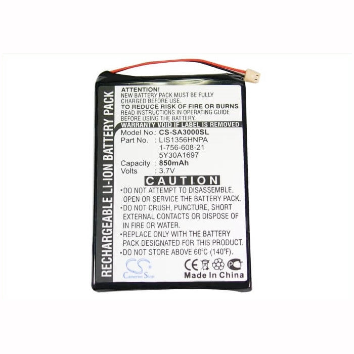 3.7V, 850mAh, Li-ion Battery fits Sony, Nw-a3000 Series, Nw-a3000v, 3.145Wh