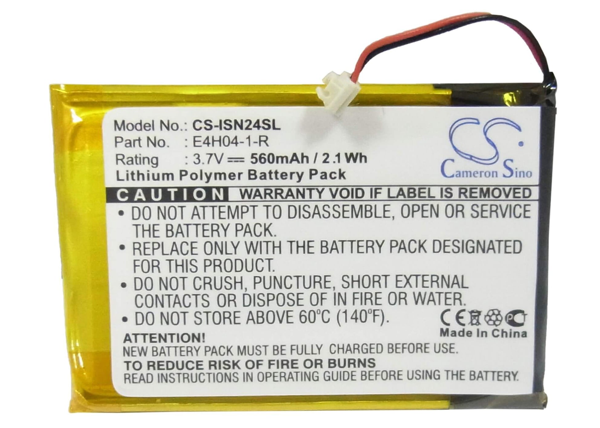 3.7V, 560mAh, Li-Polymer Battery fits Insignia, Ns-4v24, Ns-8v24, 2.072Wh