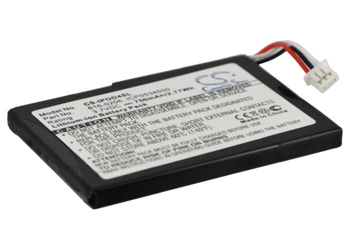 3.7V, 750mAh, Li-ion Battery fits Apple, Ipod 4th Generation, 2.775Wh