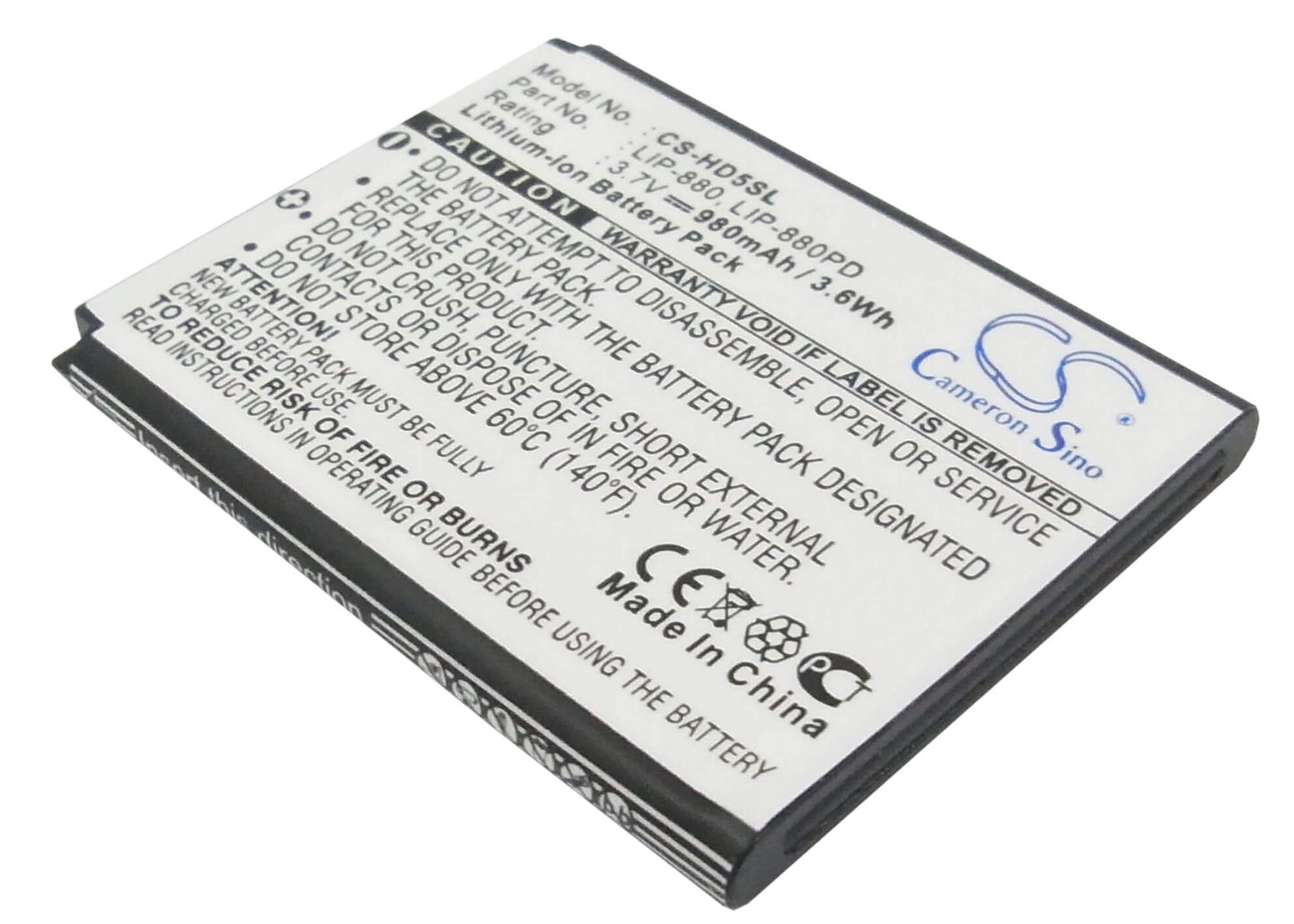 3.7V, 980mAh, Li-ion Battery fits Sony, Atrac Ad, Nw-hd5, 3.626Wh